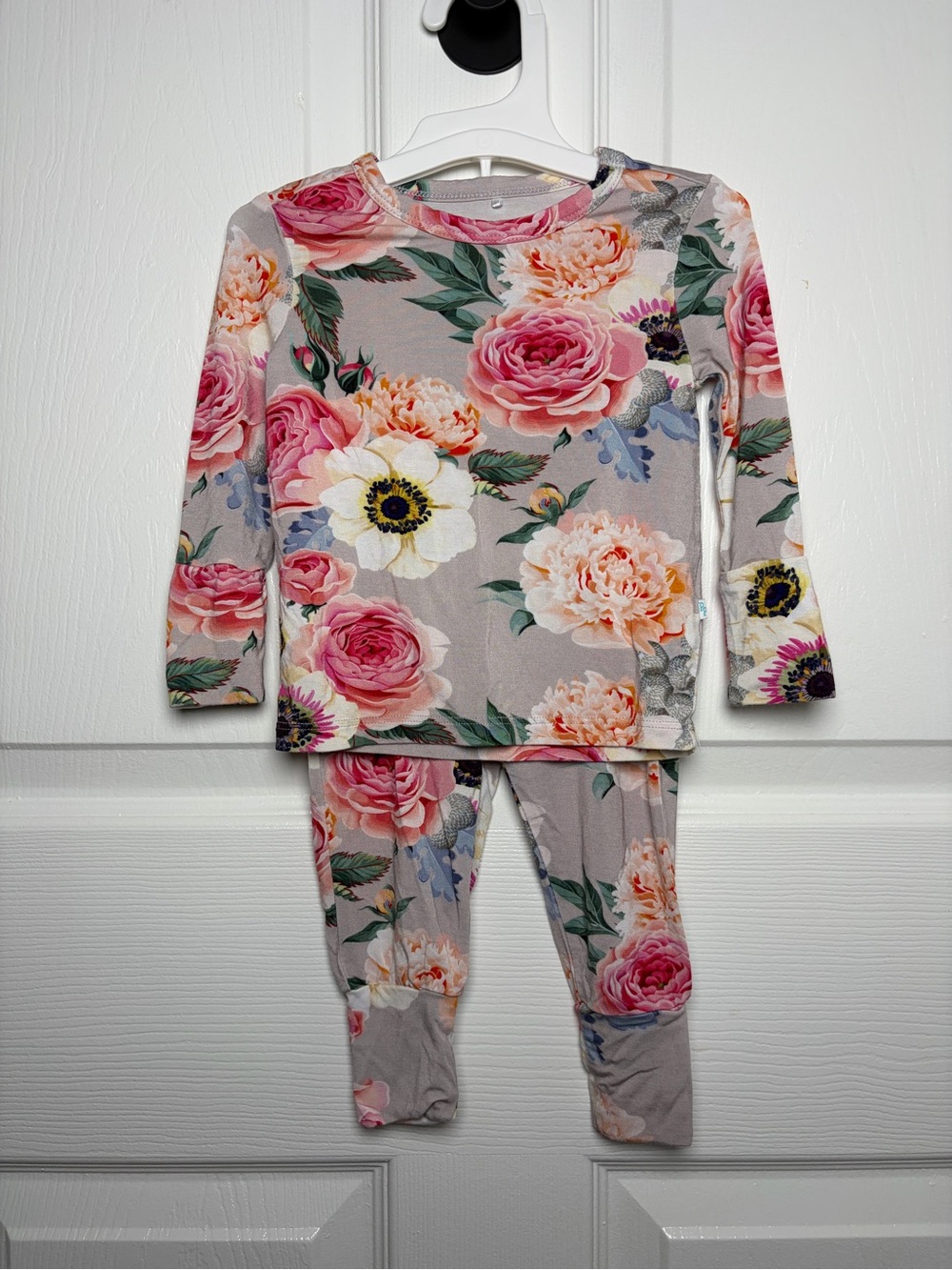 Posh Peanut French Gray Floral Bamboo Pajama Set 6-12M